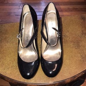 Black patent leather heels